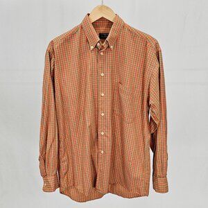 Vintage Gitman Brothers M Orange Check Cotton LS Button Front Shirt